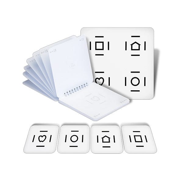 Kaukotesti: LEA SYMBOLS® Matala kontrasti - 50 %:n ruuhkautumispalkit - 2,5 %:n kontrasti - Aseta (3 m)