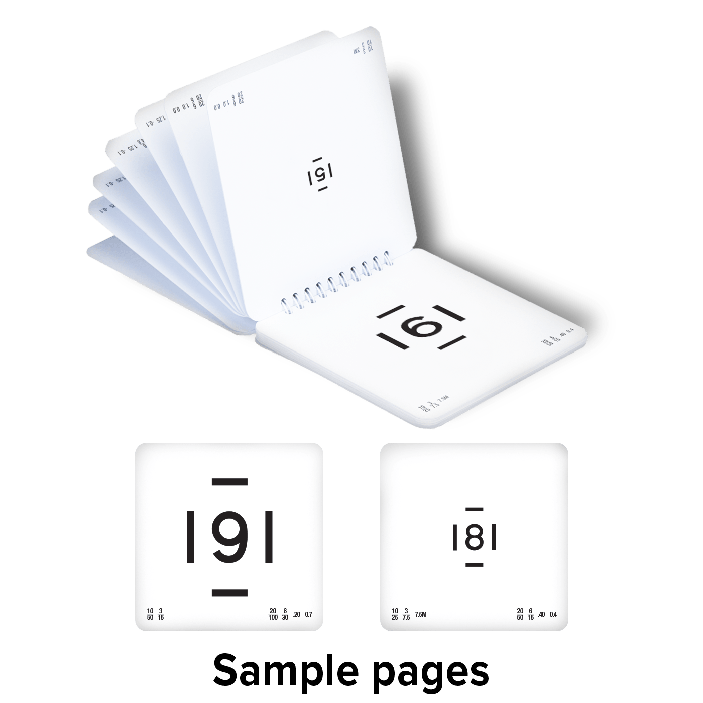 Flip-Book: LEA NUMBERS® 50 %:n tungostaukojen vihko (10ft/3m)