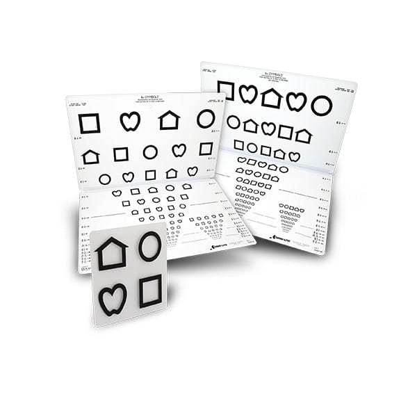 Taittuva testi: LEA SYMBOLS® 15 riviä 25 % ja 100 % rivivälillä - sarja (3 m)